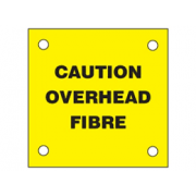Caution Overead Fibre Labels Pack of 10