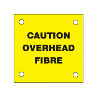 Caution Overead Fibre Labels Pack of 10