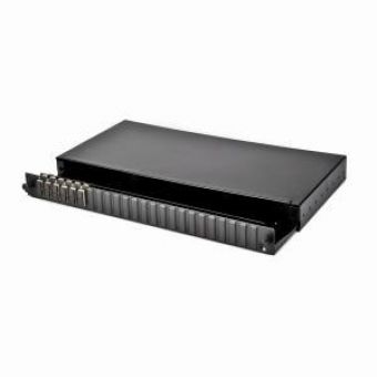 Fibre Patch Panel 12 Way MultiMode SC 6x Duplex Sliding Drawer Metal Black