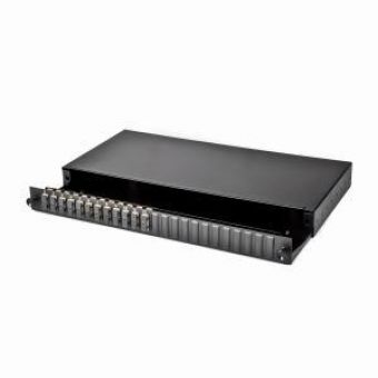 Fibre Patch Panel 24 Way MultiMode SC 12x Duplex Sliding Drawer Metal Black