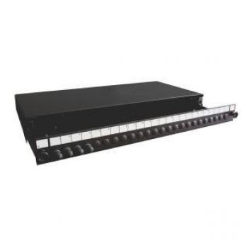 Fibre Patch Panel 48 Way MultiMode SC 24x Duplex Sliding Drawer Metal Black