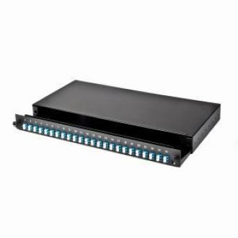 Fibre Patch Panel 48 Way SingleMode LC 24x Duplex Sliding Drawer Metal Black